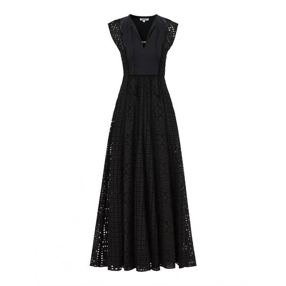 NEW VERONICA BEARD alina eyelet maxi dress in black - Picture 7 of 8